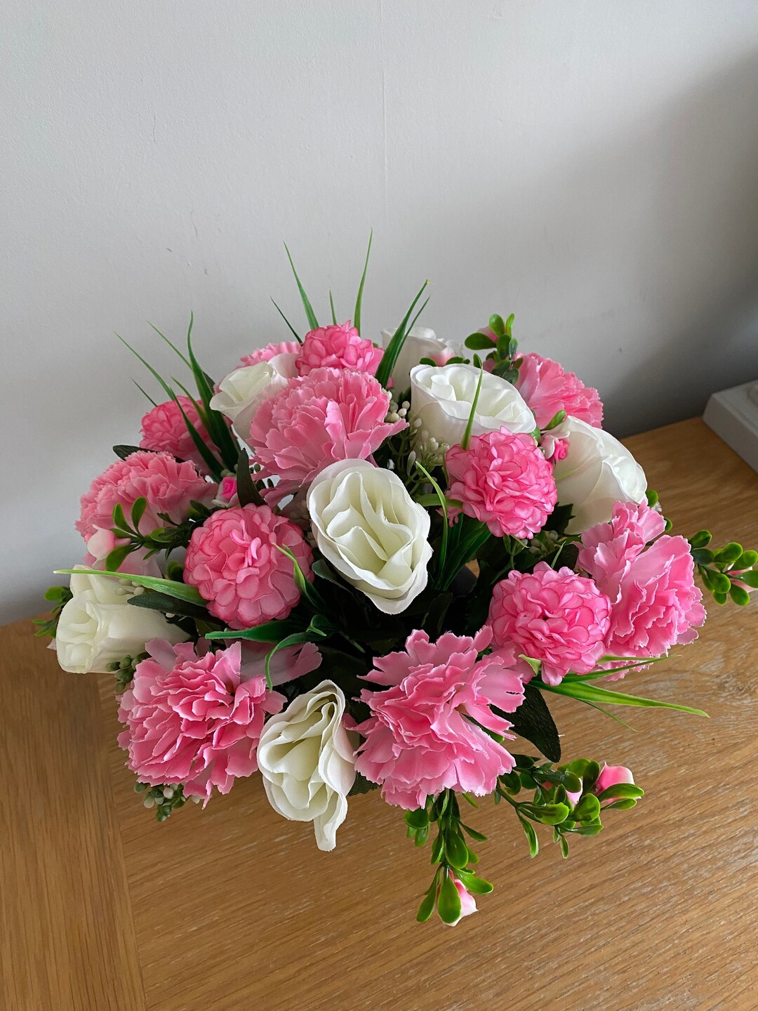 Silk Flower Graveside Flower Arrangement in Pink Handmade Etsy UK