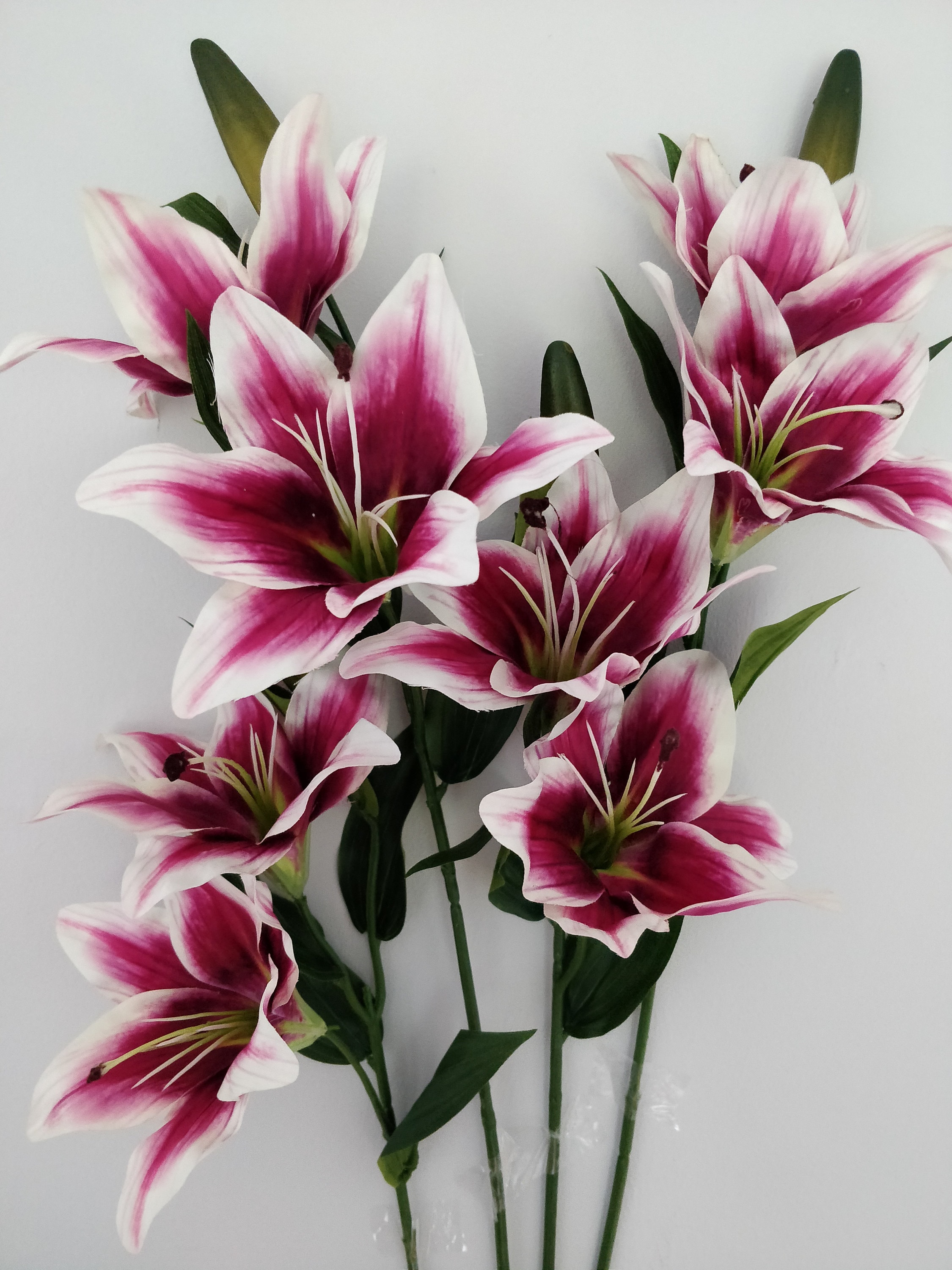 4 Artificial Stargazer Pink Lily Stems Artificial Flowers Etsy