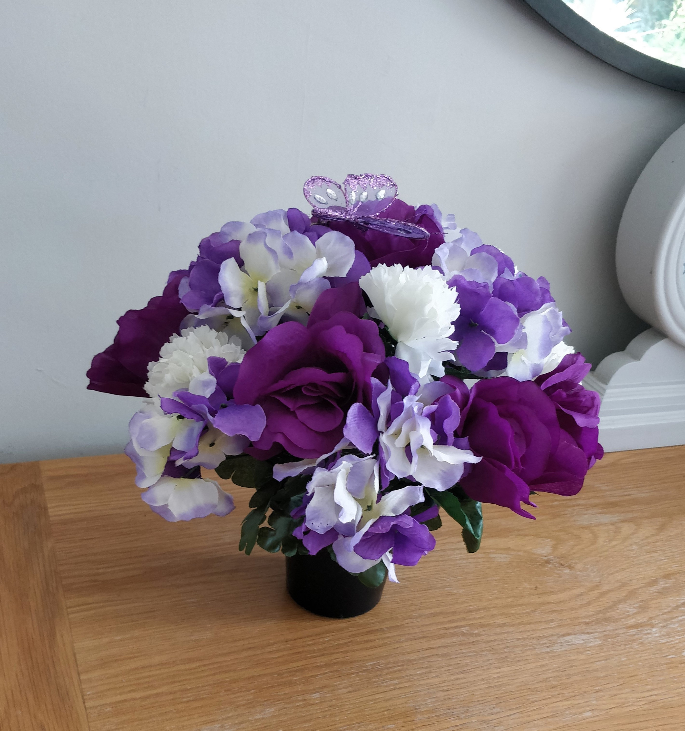 Large Artificial Flower Grave Pot Arrangement in shades of Etsy Large Artificial Flower Grave Pot Arrangement in shades of Etsy