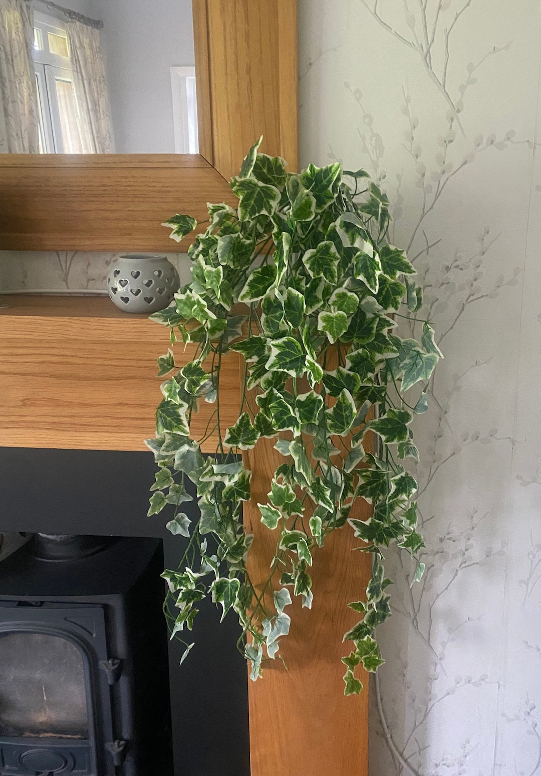 2 X Artificial Variegated Trailing Ivy Plant 90cm Long Fake Plants ...