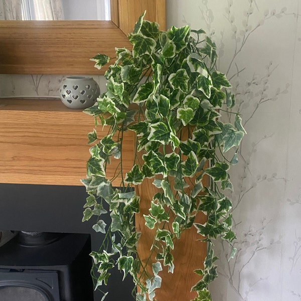 2 x Artificial Variegated Trailing Ivy Plant 90cm long  Fake Plants Greenery Free Postage