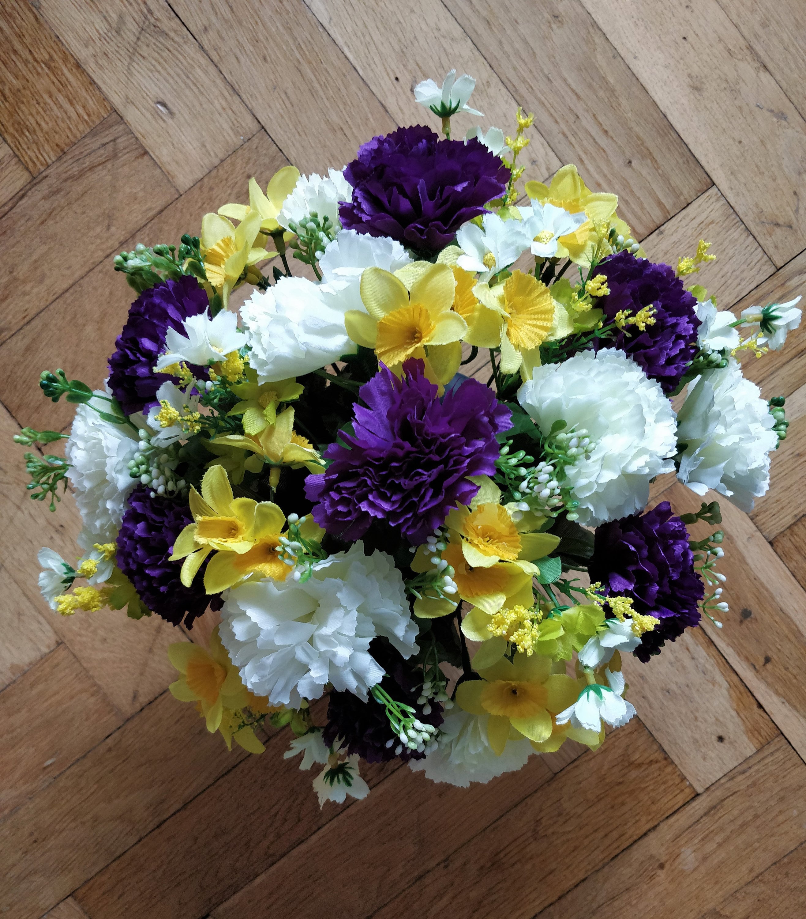 Artificial Flower Grave Pot Arrangement with Daffodils and Etsy Artificial Flower Grave Pot Arrangement with Daffodils and Etsy