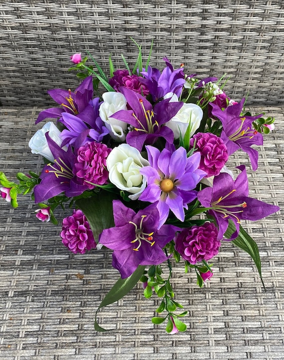 Artificial Graveside Flower Arrangement Handmade Carnations Etsy