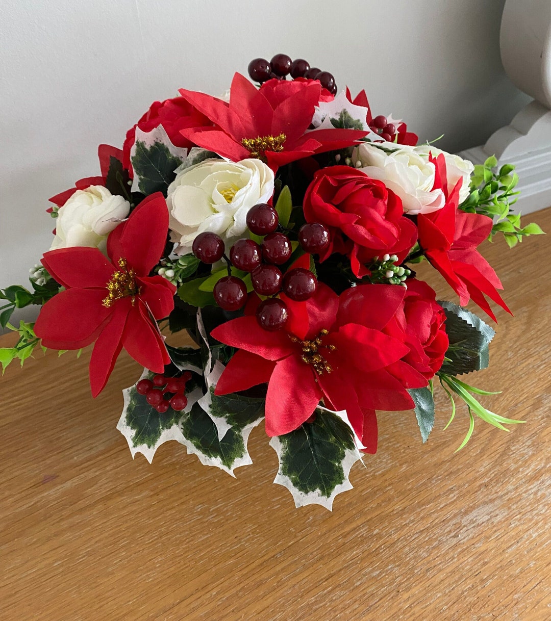Artificial Flower Luxury Christmas Graveside Arrangement Handmade to