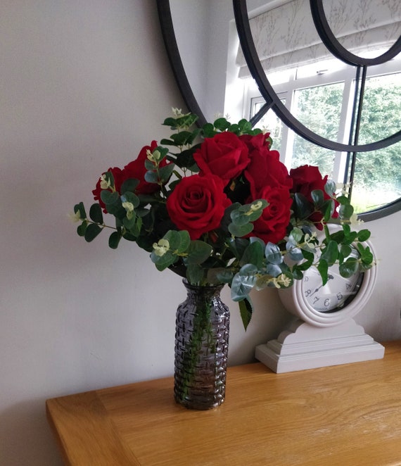 Valentines Fausse Soie Roses rouges Une douzaine de bouquets - Etsy France