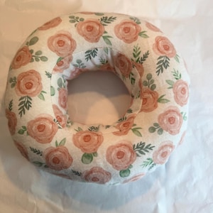 Ear Piercing Pillow for Side Sleepers - Helix, Cartilage & Healing Piercings - Soft Donut Pillow for Ear Pain Relief, Peach Floral