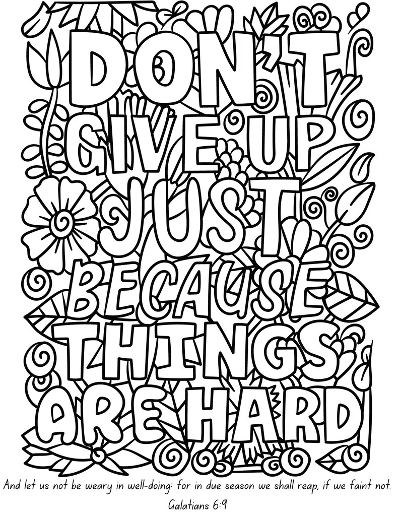 5 Uplifting Adult Coloring Pages / Positivity Coloring Pages / Faith