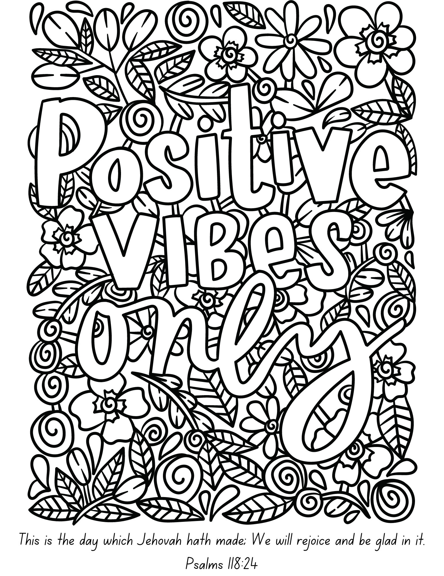 5 Uplifting Adult Coloring Pages / Positivity Coloring Pages / Faith