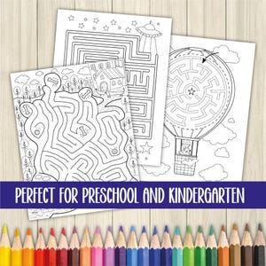30 laberintos para imprimir para niños, rompecabezas, colorear, creatividad, descargar, descarga instantánea de PDF Carta y A4, pintar