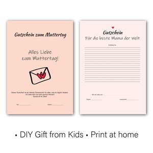 Cupón digital Día de la Madre para imprimir, cupón | Plantilla personalizable | Descarga digital | PDF