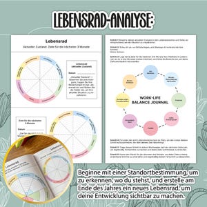 Work-Life-Balance Journal for downloading, worksheets, weekly planner for work-life balance, stress management tool, wheel of life