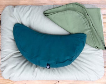 Crescent Meditation Pillow Buckwheat or Kapok - Organic Floor Meditation Cushion - Half Moon Bench Pillow Best Dorm Room Decor - Half Circle