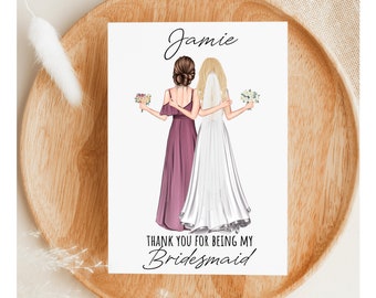 PRINT AT HOME Personalized Bridesmaid Thank You Gift, Maid of Honor Thank You Card, Customizable Bridesmaid Gift From The Bride, Digital