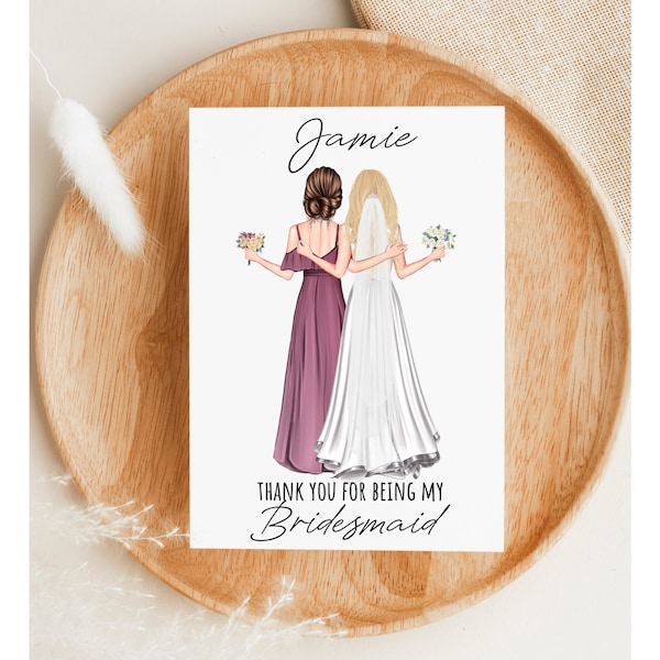 PRINT AT HOME Personalized Bridesmaid Thank You Gift, Maid of Honor Thank You Card, Customizable Bridesmaid Gift From The Bride, Digital
