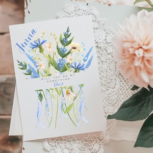 Will You Be My Something Blue Bridesmaid Proposal Card - Maid of Honor Proposal, Something Blue, Bridal Party Ask, Includes Name