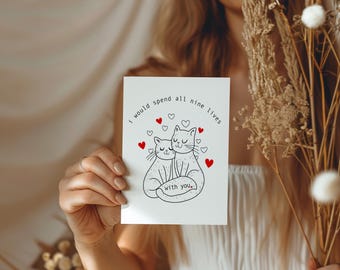 Cats Anniversary Card, Nine Lives Love Note