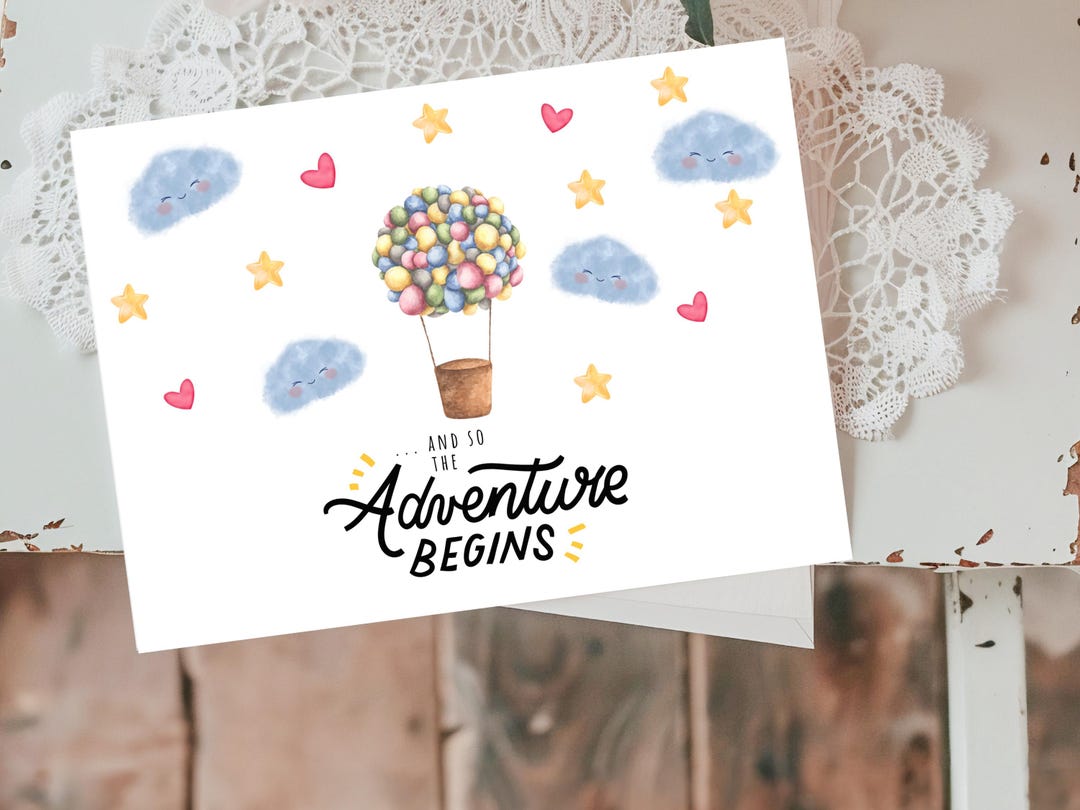 Hot Air Balloon Baby Shower Card: Gender Neutral New Arrival - Etsy