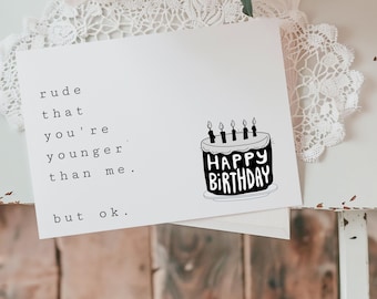 Funny Aging Birthday Card, Sarcastic Friend Card, Rude Humor Greeting (A2 Size)