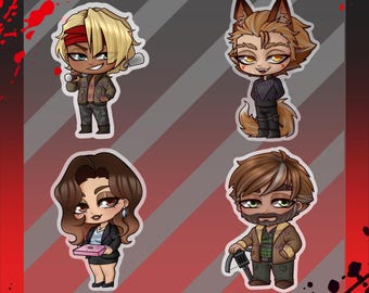 PREORDINE - Spille/Portachiavi in acrilico e resina epossidica in stile Chibi - Fox Derek Goffard Celia Lede Mason Heiral - TPOF The Price of Flesh (18+)