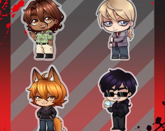 PREORDER - Chibi Acrylic Epoxy Pins/Keychains - Strade Ren Hana Lawrence Oleander Rire - You Kill Me Every Time Boyfriend to Death (18+)