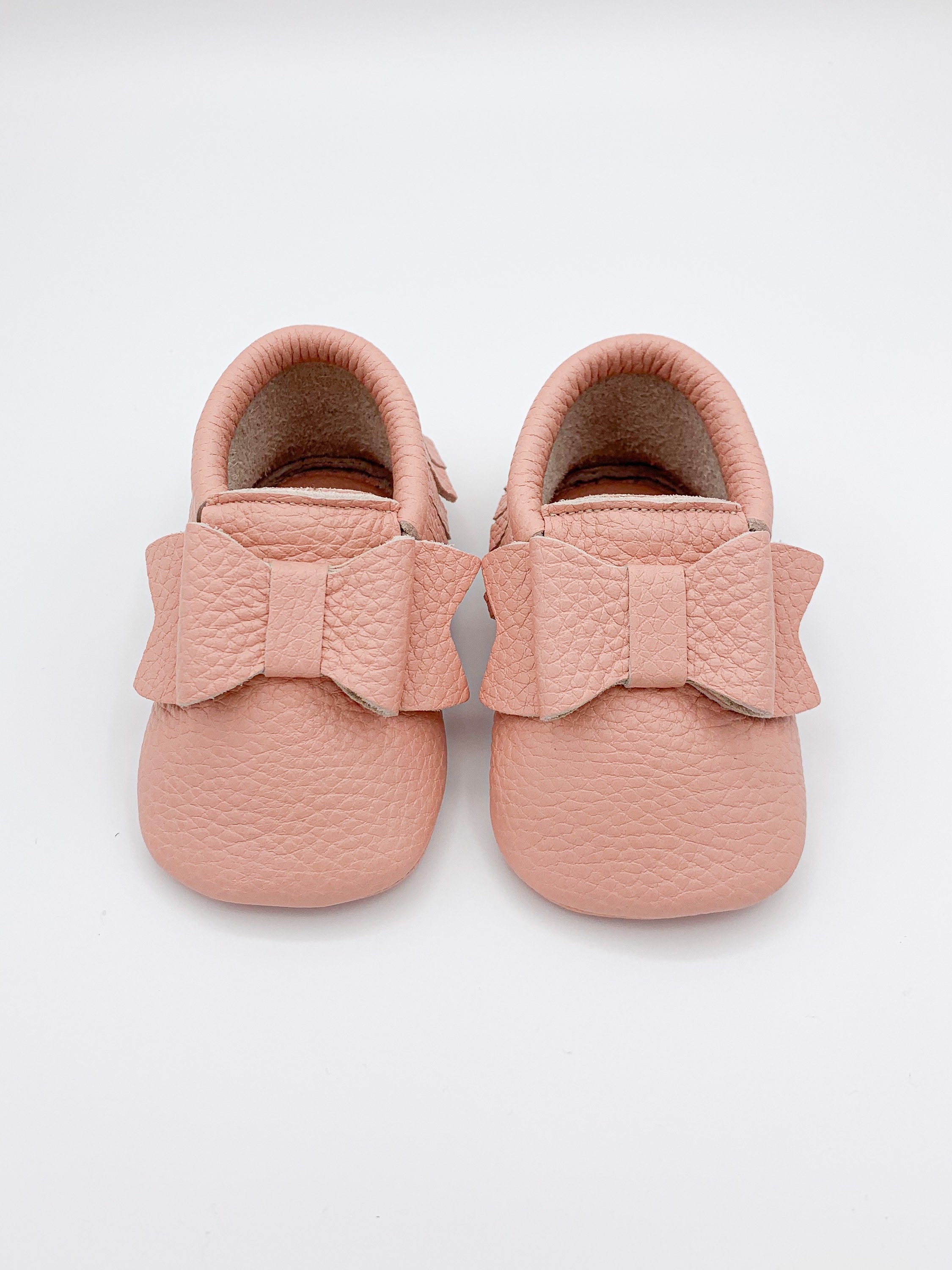 moccasins shoes slippers on Pink Baby Bow Moccasins Soft Sole Infant Shoes Bow Slippers Etsy