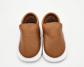 Leather Baby Sneakers, Baby Walking Shoes, Brown Sneaker Moccasins, Plain Baby Bootie, Basic Baby Shoes, Boys' Sneakers, Toddler Sneakers