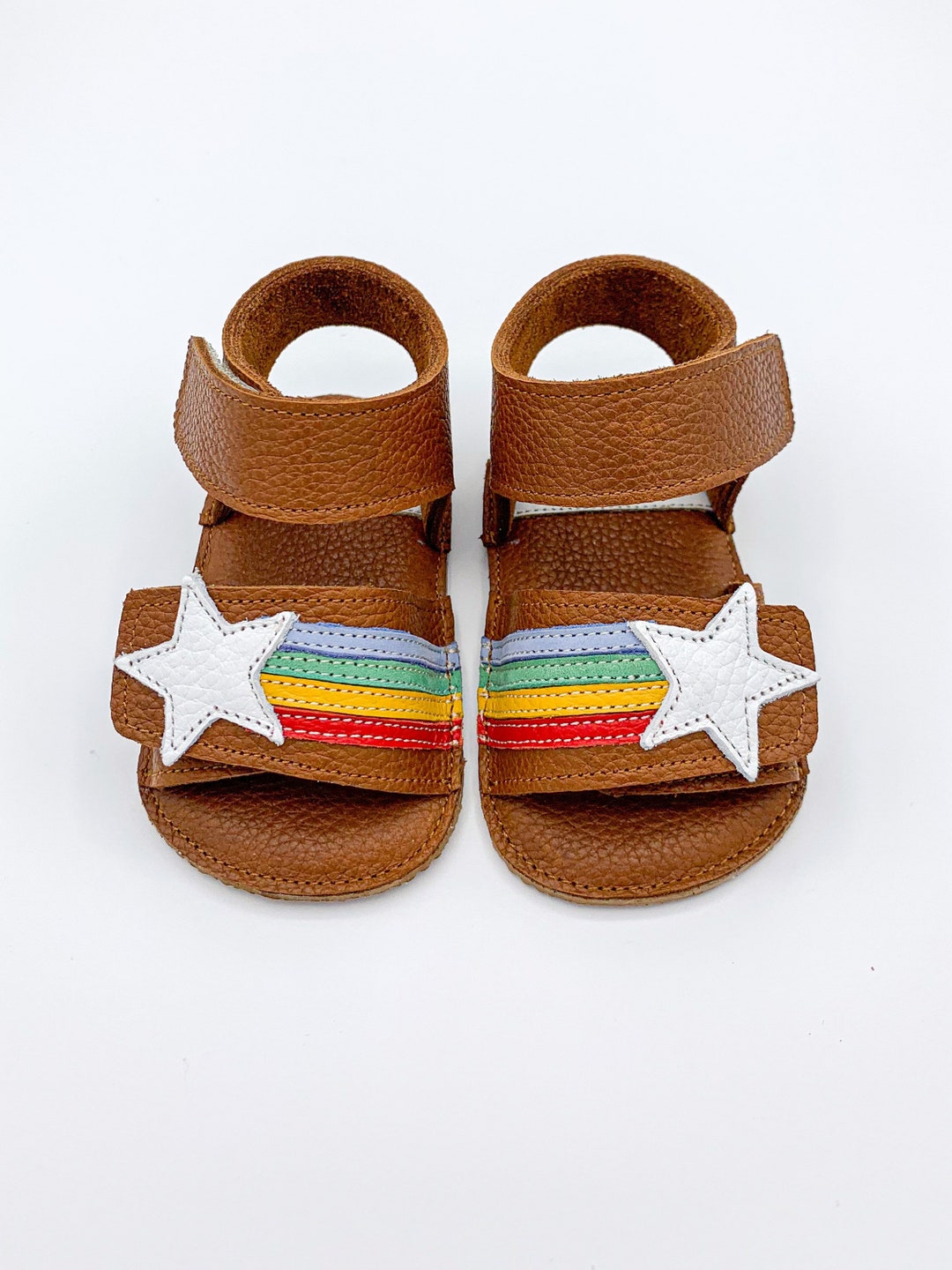 Baby Summer Sandals, Baby Girl Sandals, Rainbow Moccasins, Leather