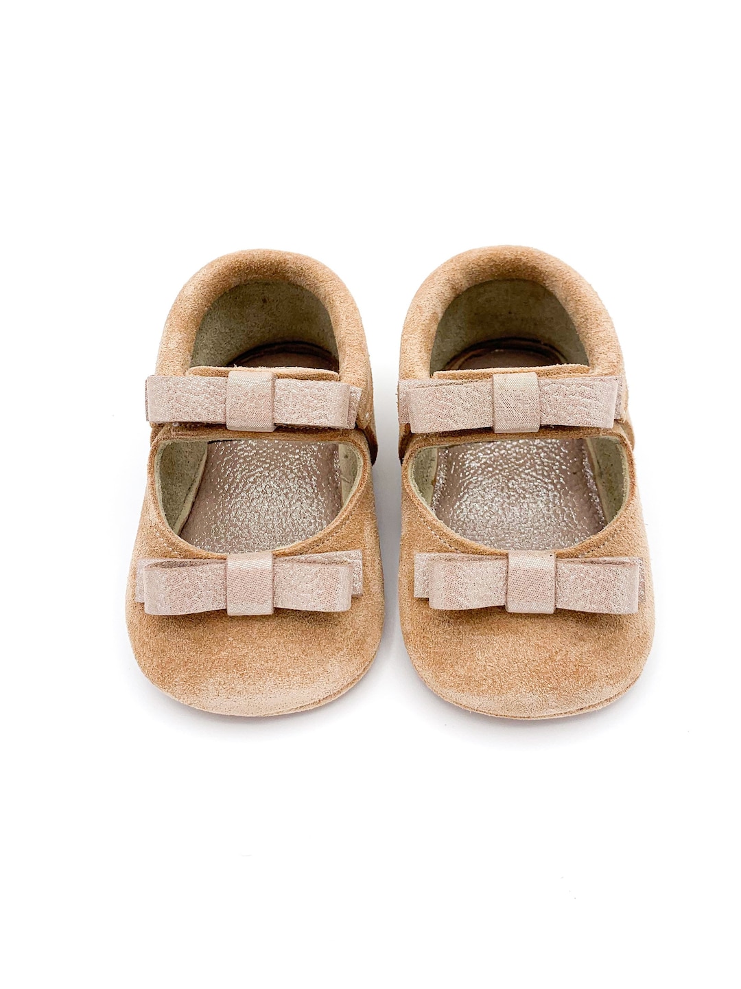 Pink Suede Baby Shoes, Suede Leather Baby Moccasins, Suede Bow Shoes ...