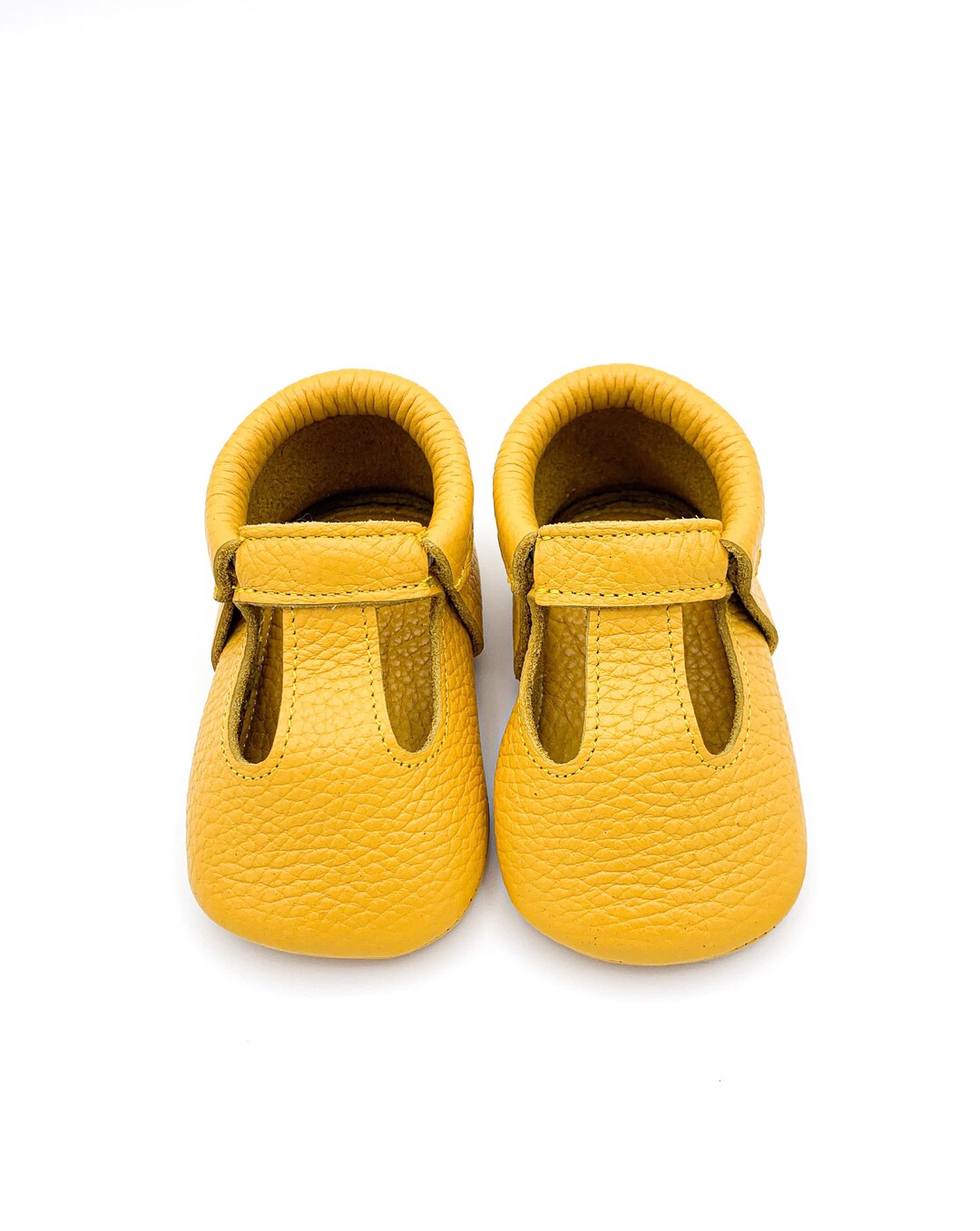 Yellow Mustard Baby Shoes, Soft Sole TBar Shoes, Soft Crib Moccasins