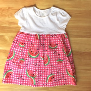 Cotton girls dress, watermelon print dress, gifts for kids, toddler style, child&#39;s t-shirt dress,