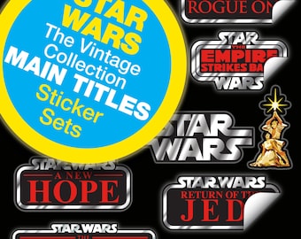 STAR WARS Original Trilogy Era The Vintage Collection style "Main Title" logo vinyl sticker set of 7 pieces