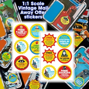 Vintage Stil Kenner Star Wars Actionfigur Mail Away Angebot 1:1 Maßstab 10x15 cm Sticker Sheets