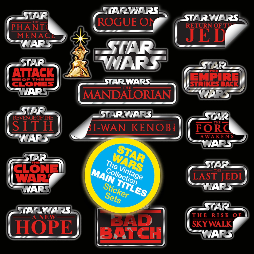 Vintage Star Wars Logos: Kenner Style Vinyl Sticker Full Set of 16