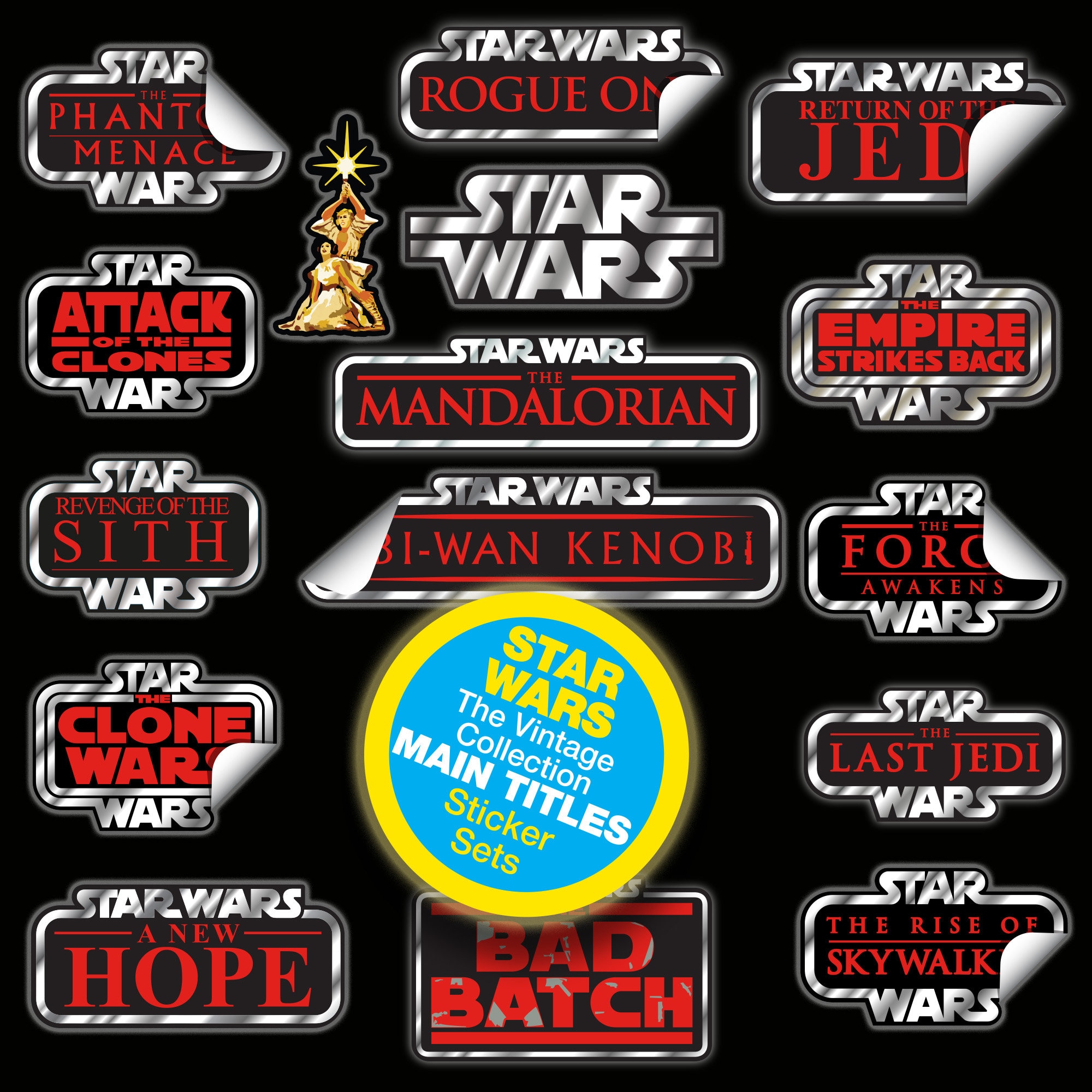 STAR WARS コレクションシール Vintage Star Wars Logos: Kenner Style Vinyl Sticker Full Set of 16