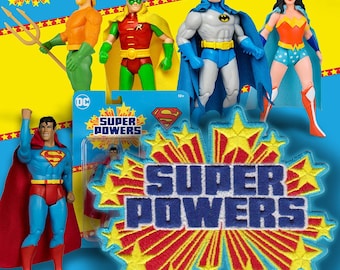 Kenner Inspired DC Comics "SUPER POWERS" 3 x 4" embroidered superhero iron-on patch
