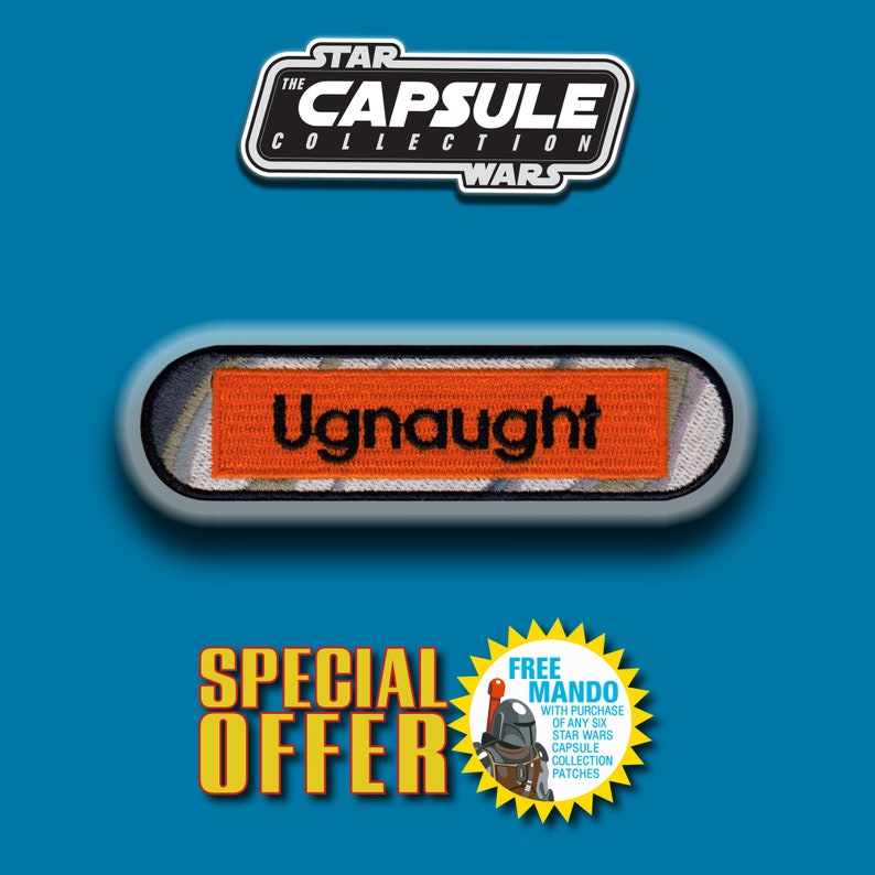 SPECIAL OFFER Star Wars The Capsule Collection Kenner Vintage style Ugnaught name capsule 4 inch iron-on 100/% embroidered patch