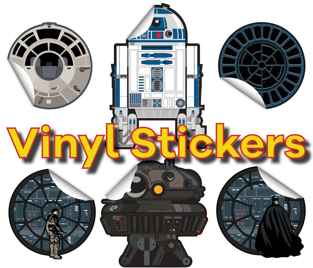 Star Wars Vinyl Sticker Set: Darth Vader, R2-D2, Millennium Falcon ...