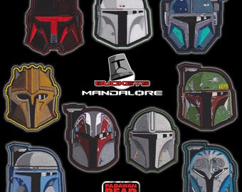 Mandalorian Helmet Embroidered Patch, Star Wars "Buckets" Series