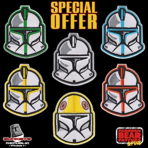 Star Wars Clone Trooper Phase I Helmet Embroidered Patch: FREE Jango Fett Offer