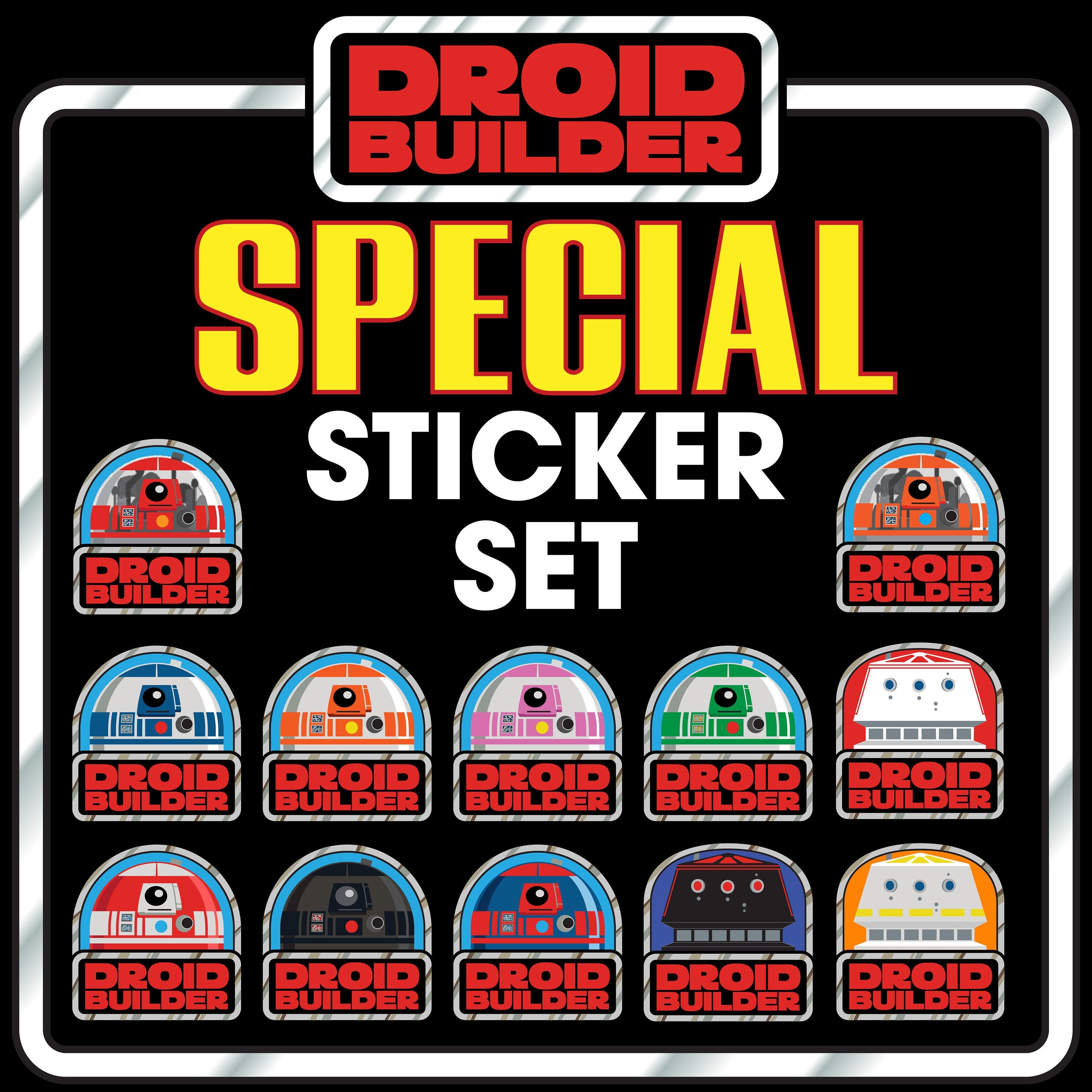 Star Wars Droid Builder Stickers: Vintage Style R2, R3, R5 - Set of 13 ...
