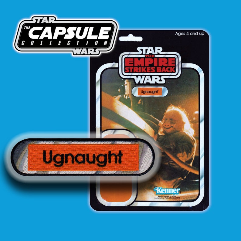 SPECIAL OFFER Star Wars The Capsule Collection Kenner Vintage style Ugnaught name capsule 4 inch iron-on 100/% embroidered patch