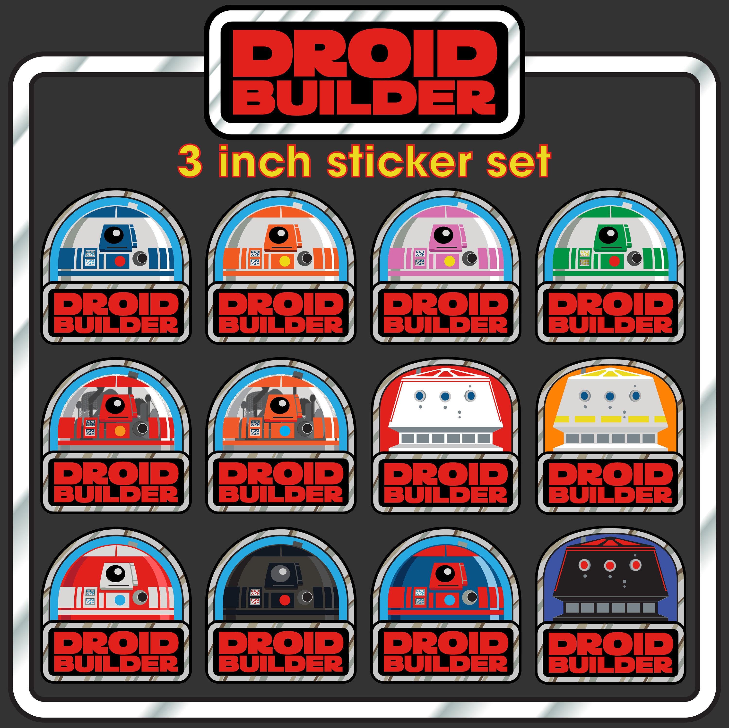Star Wars Droid Builder Stickers: Vintage Style R2, R3, R5 - Set of 13 ...