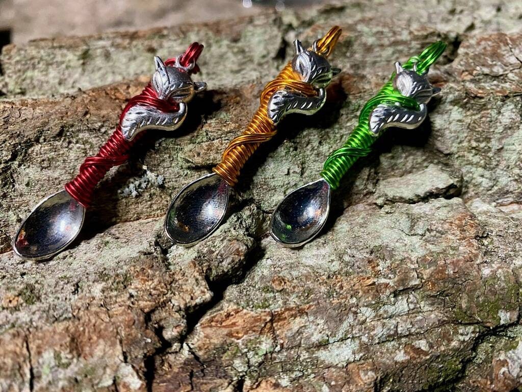 Fox Wire Wrapped Spoon Necklace and Keychain
