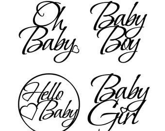 Cake topper | Oh Baby | Baby girl | Baby boy | Hello baby | Vector files | eps svg png jpg pdf dxf | Instant Download