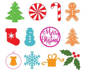 Christmas cutting bundle | Gingerbread | Christmas tree | Snowflake | Snowman | For cutting | Vector files | eps svg png pdf dxf