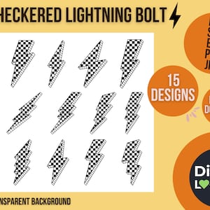 Bundle aus 15 karierten Blitzen - pdf, eps, svg, png (300 ppi, transparenter Hintergrund), jpg - Digitaler Download