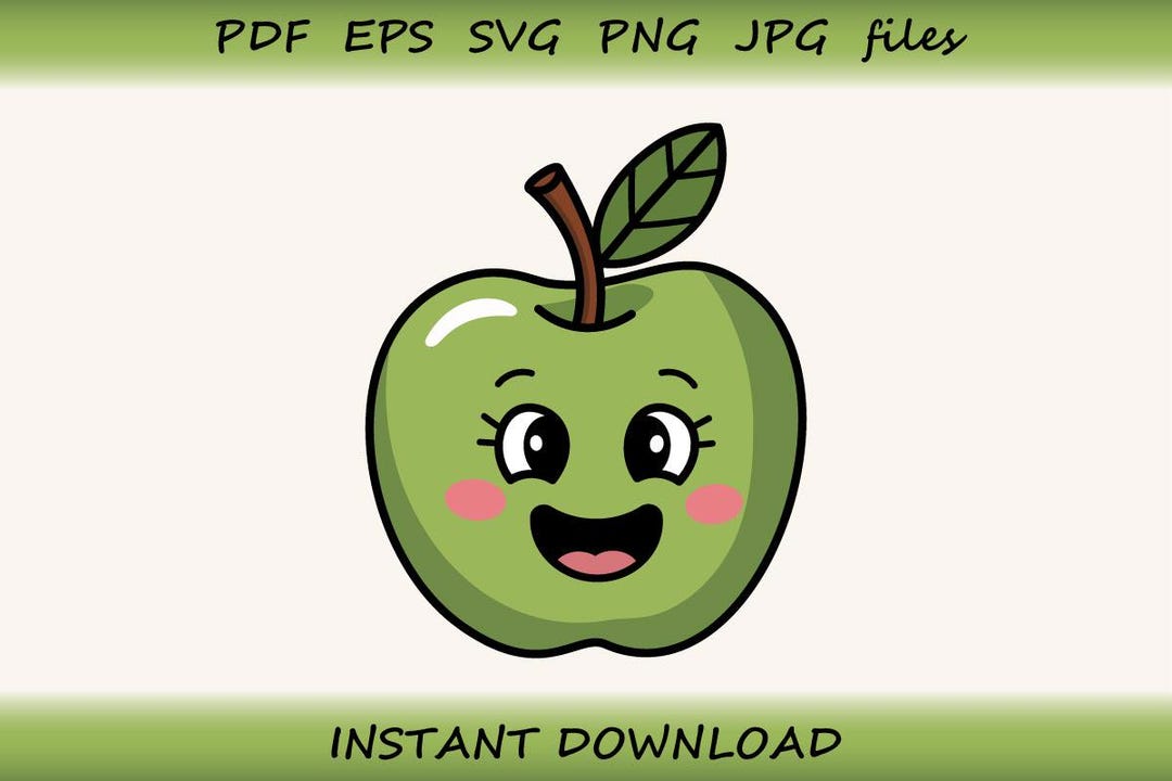 FRUITS - Kawaii Green Apple Print Fringe Scarf main image 1