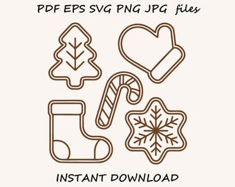 Kerstoverzicht SVG-bundel – gesneden vakantiebestanden (digitale download)