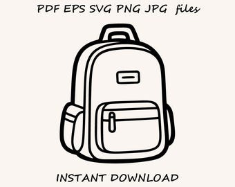 Backpack Outline SVG, School Bag Line Art for Name Tags and Labels