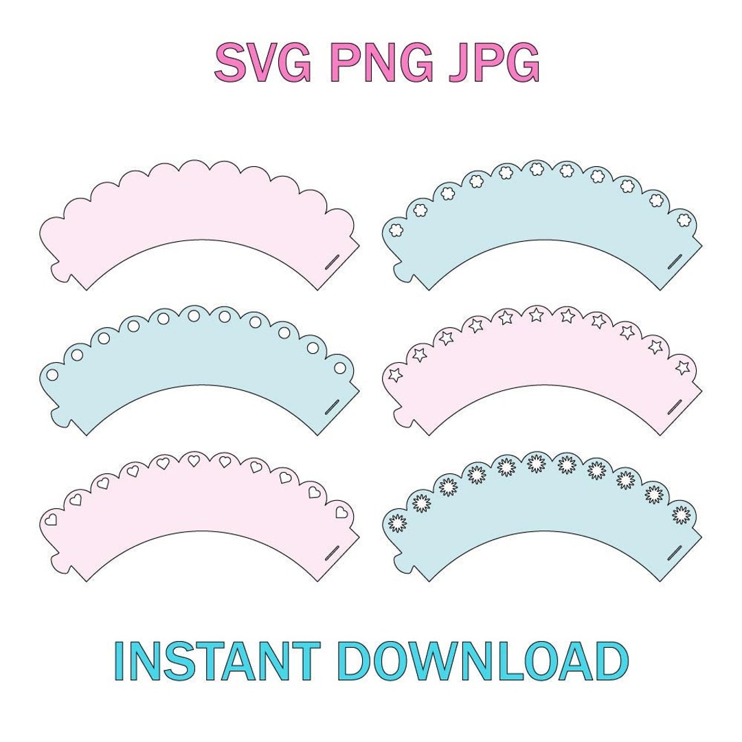 Cupcake Wrappers Cutting Templates for Cutting Svg Png Jpg Digital